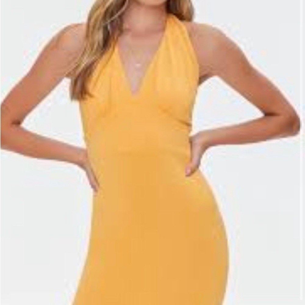 Lime Green Halterneck Dress with slit